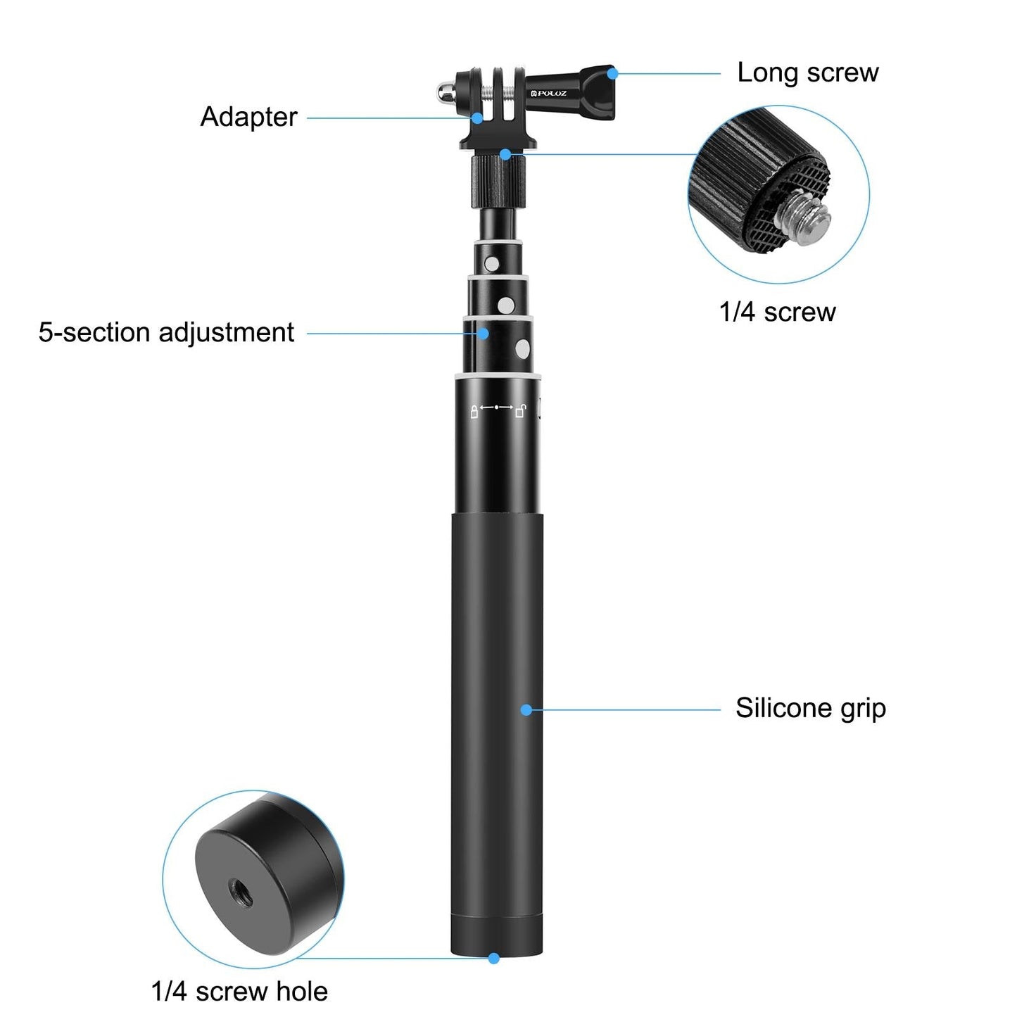 70Cm Selfie Stick With Invisible Adapter For Insta360 One X2 / X3-1915197543415943171