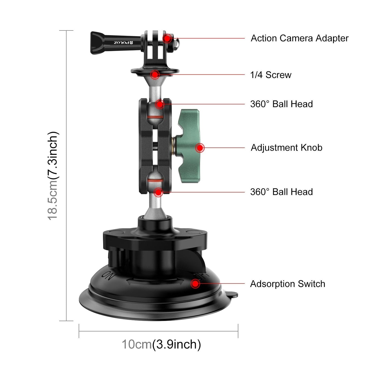 Aluminum Alloy Magic Arm With Strong Suction Cup-1915196489651589121
