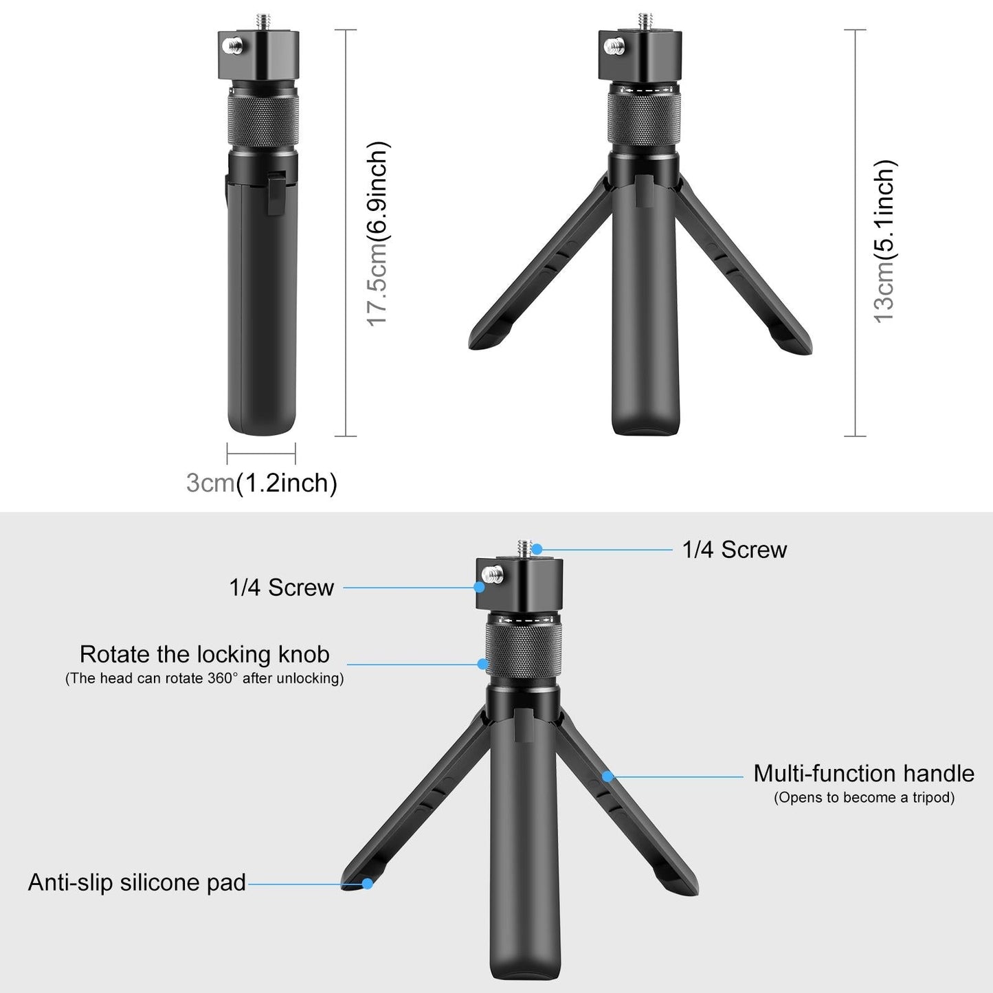 Insta360 X3 / X4 Desktop Tripod Stand With Rotary Handle-1915196788965511170
