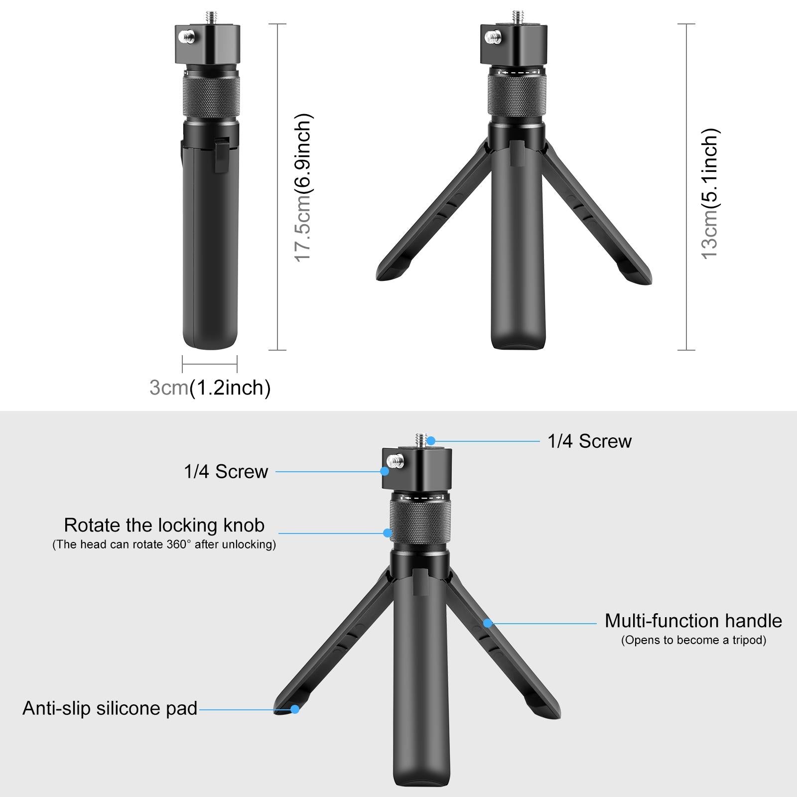 Insta360 X3 / X4 Desktop Tripod Stand With Rotary Handle-1915196788965511170