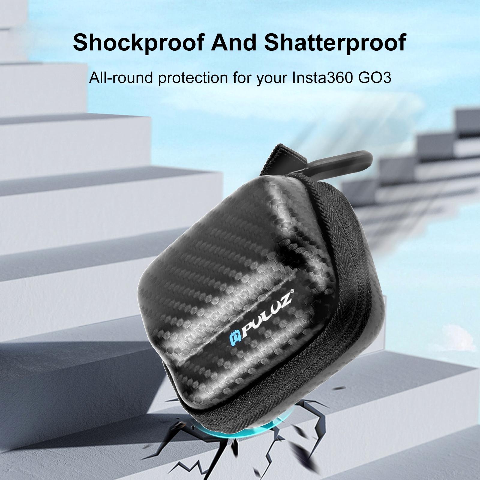 Portable Carbon Fiber Eva Storage Bag For Insta360 Go 3 / 3S Mini Body - Black-1915196754316365828