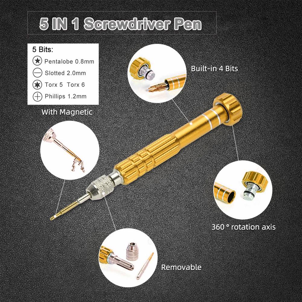 5-In-1 Gold Series Screwdriver Set - T5 T6 1.2 1.5 0.8 Sizes-1915197588437602310