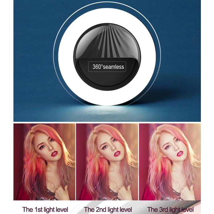 Rechargeable Selfie Light Clip For Beauty And Flash Fill - Black-1915196712415268868