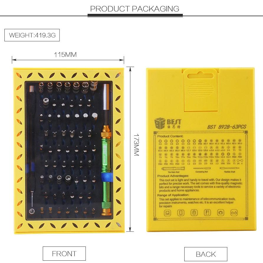 63-Piece Magnetic Screwdriver Set By Best Bst - Professional Bit Driver Kit-1915197383948505096