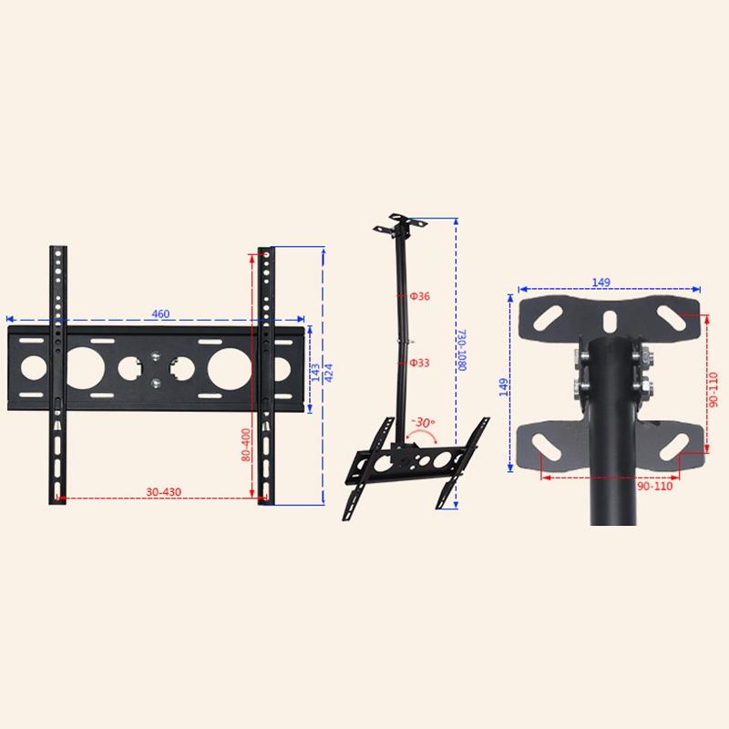 Adjustable Single Screen Tv Wall / Ceiling Mount - 32-70 Inch 0.5-2M Range-1915197727214538757