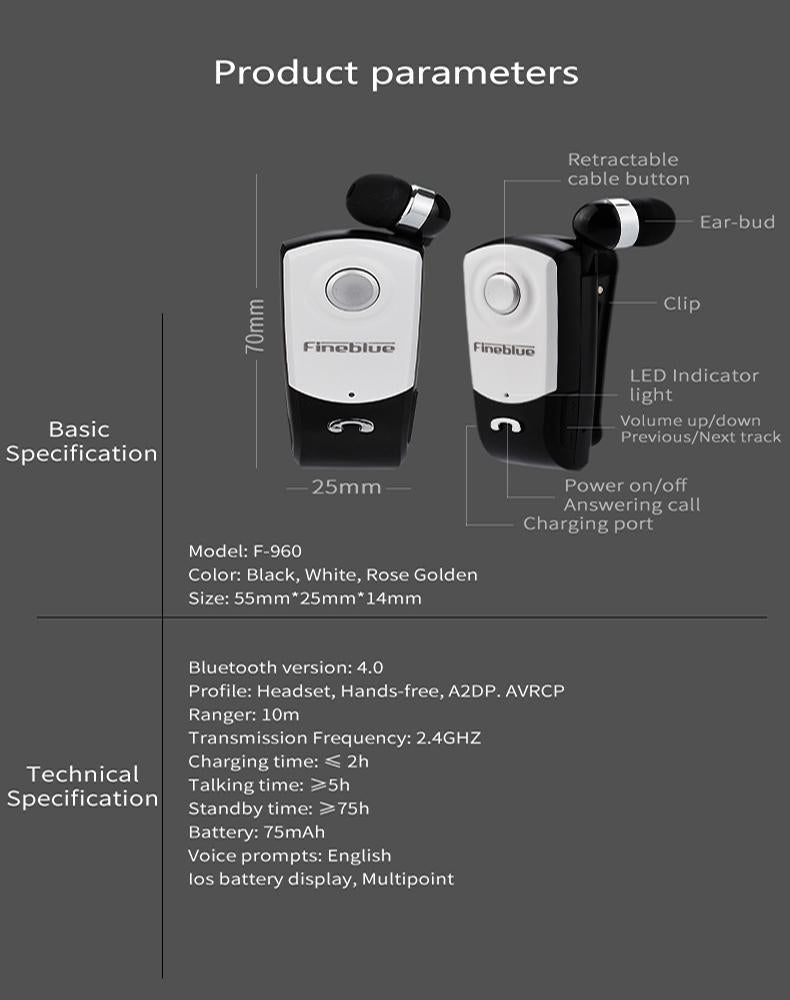 Retractable Bluetooth Headset With Caller Vibration Reminder-1915198135861383173