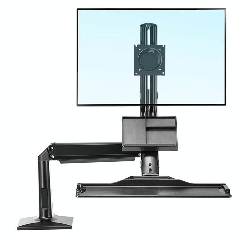 Ergonomic 19-27 Inch Monitor Holder With Foldable Keyboard Tray Full Motion Sit-stand Workstation-1922443437425168384