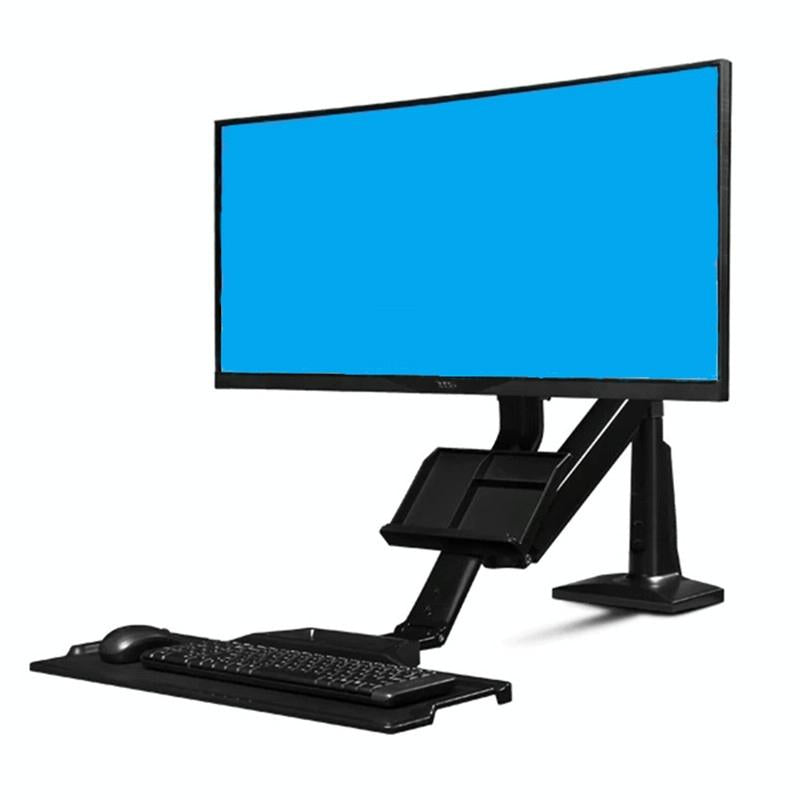 Ergonomic 19-27 Inch Monitor Holder With Foldable Keyboard Tray Full Motion Sit-stand Workstation-1922443437425168385