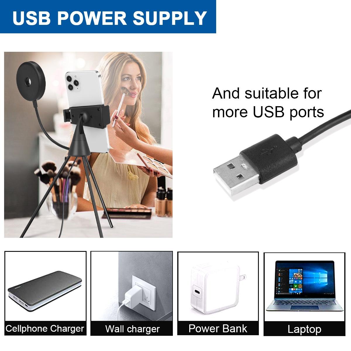 Dimmable Led Ring Lamp With Phone Tripod Stand-1915197576462864388