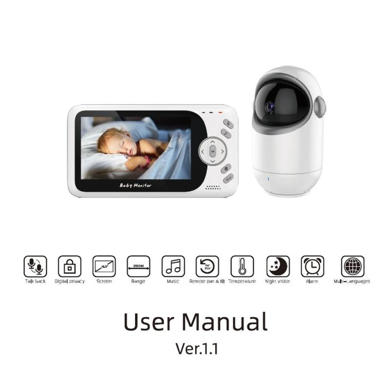 Wireless Baby Monitor With Night Vision And Temperature Detection - 4.3 Inch Screen-1915196519758303236