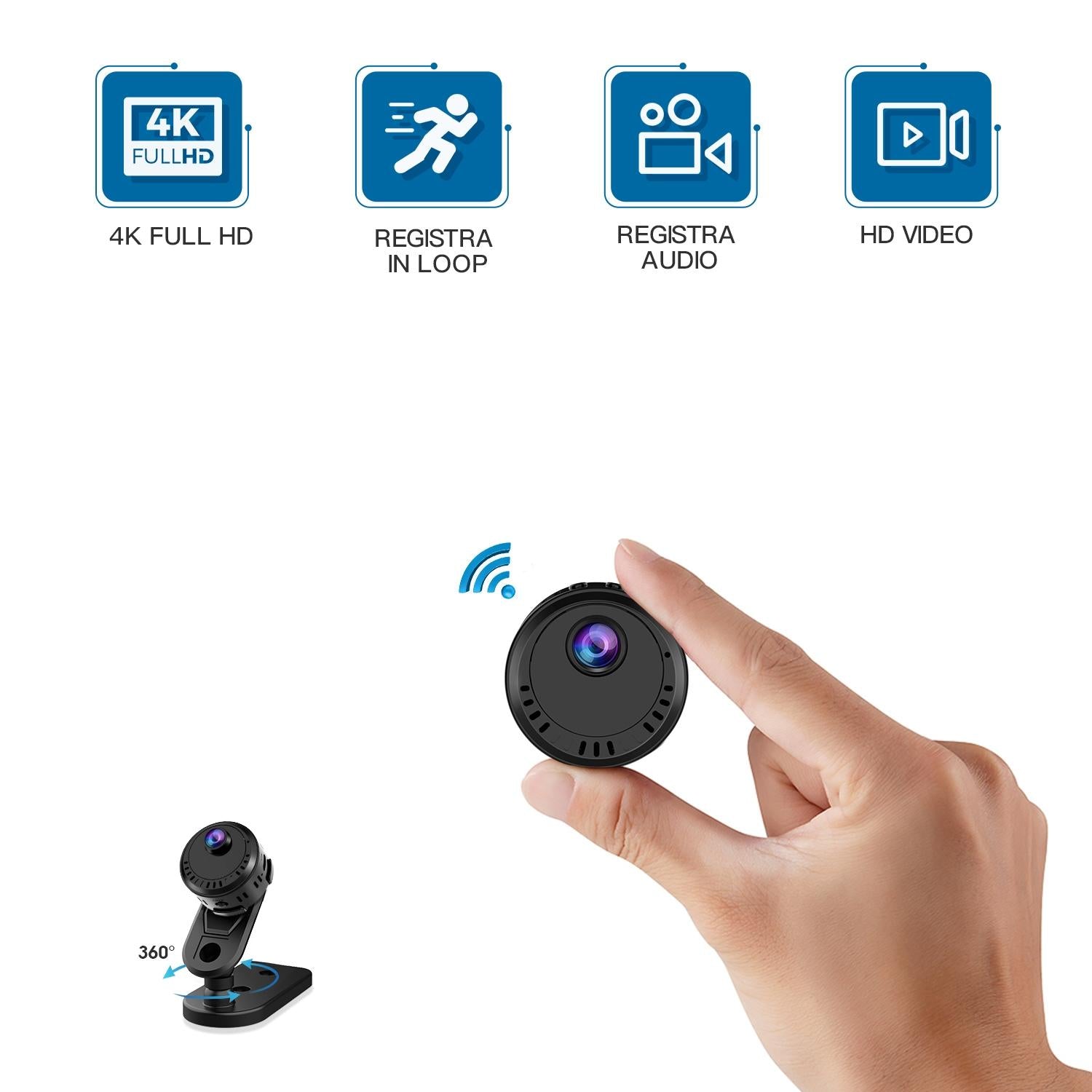 Mini Wifi Camera With 4K Hd Wide Angle Night Vision And Loop Recording 140 Degree-1915197527582445569