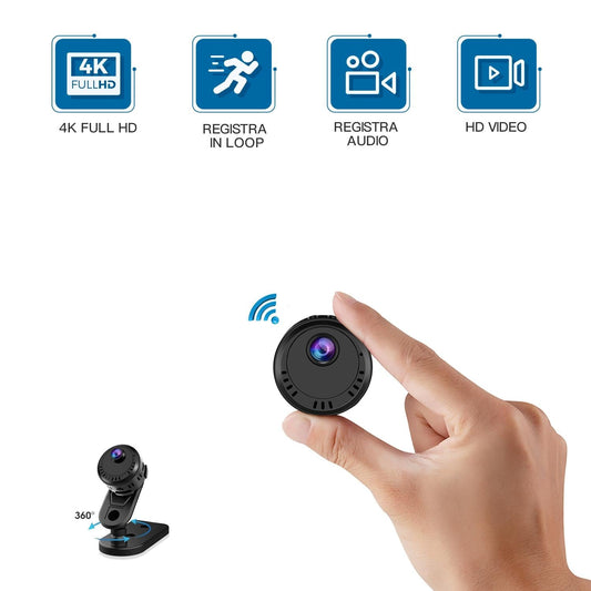 Mini Wifi Camera With 4K Hd Wide Angle Night Vision And Loop Recording 140 Degree-1915197527582445569