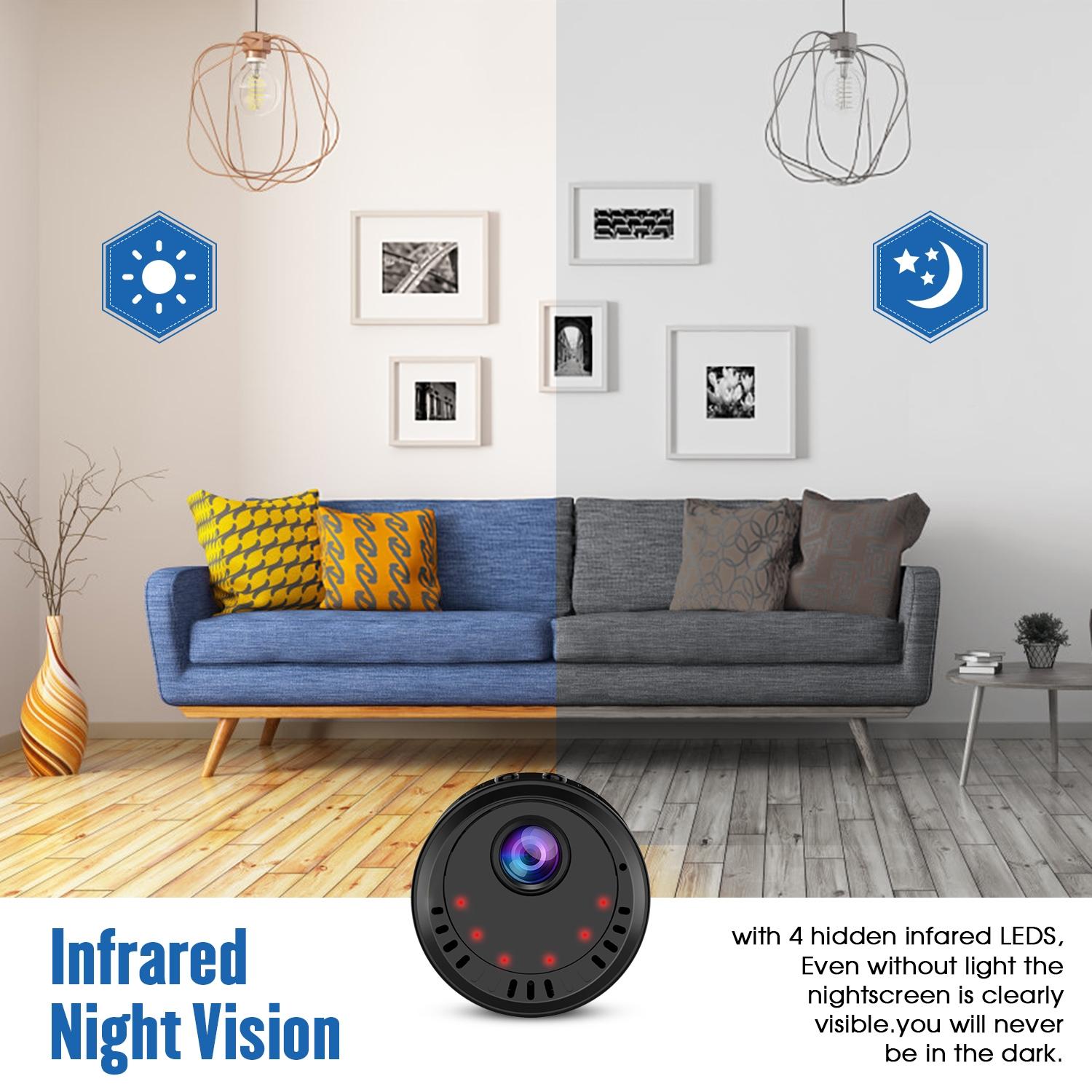 Mini Wifi Camera With 4K Hd Wide Angle Night Vision And Loop Recording 140 Degree-1915197527582445571