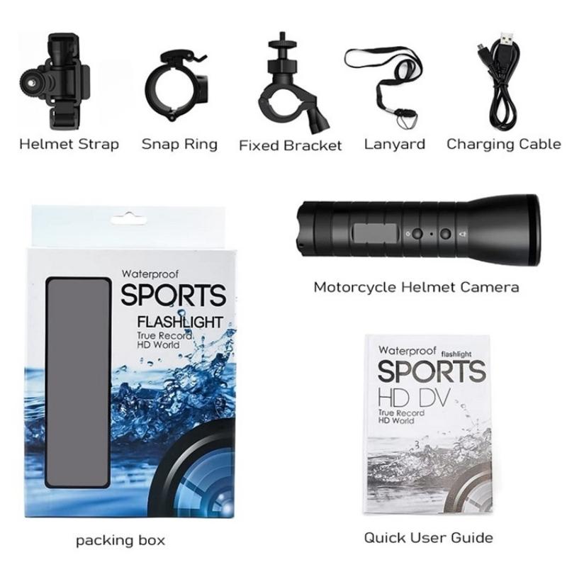 Motorcycle Helmet Camera With Flashlight And Compass - Hd Sports Video Recorder-1915198058556166150