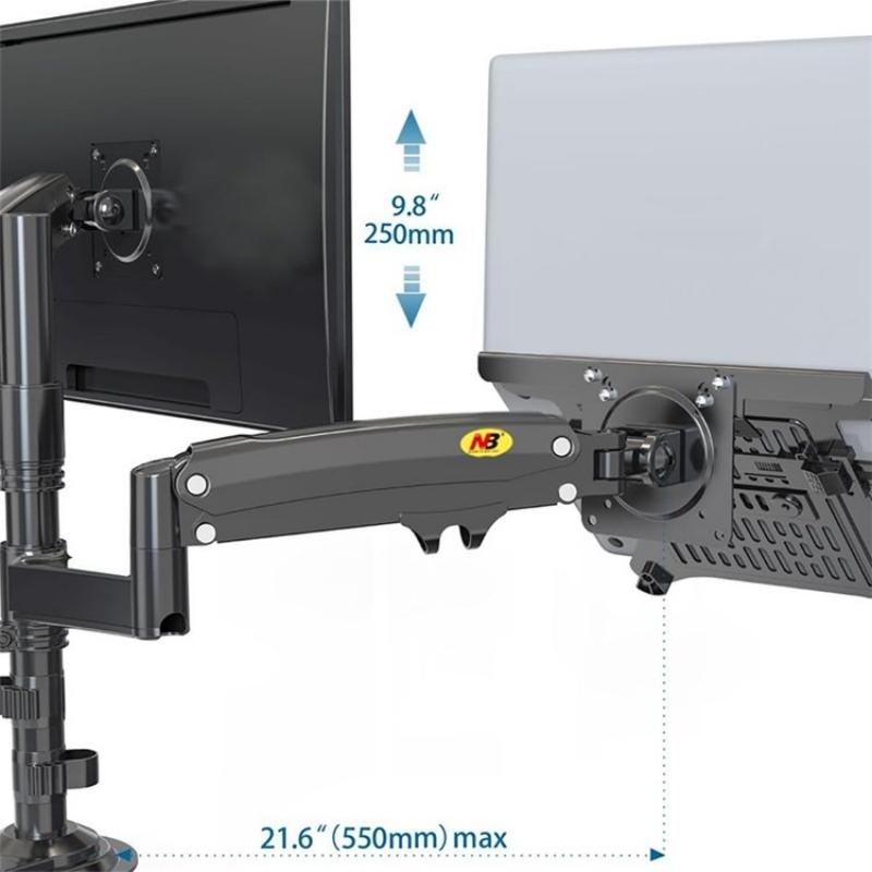 Full Motion Dual Arm Clamp For 22-32 Inch Lcd Tv Monitor Desk Holder With Gas Spring-1915197149721792515