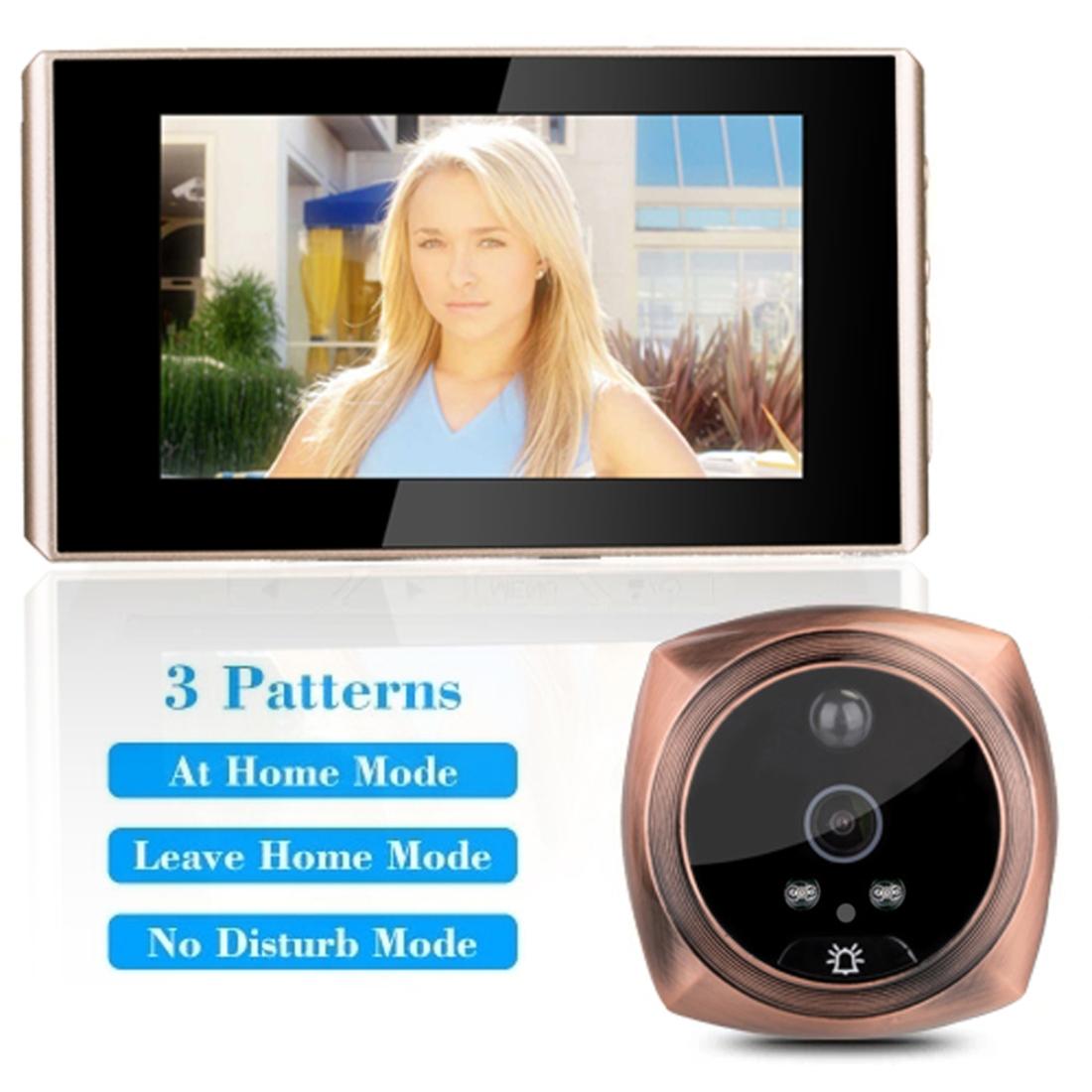 4.3 Digital Doorbell With Lcd Screen And Peephole Viewer - Gold-1915196910713573379
