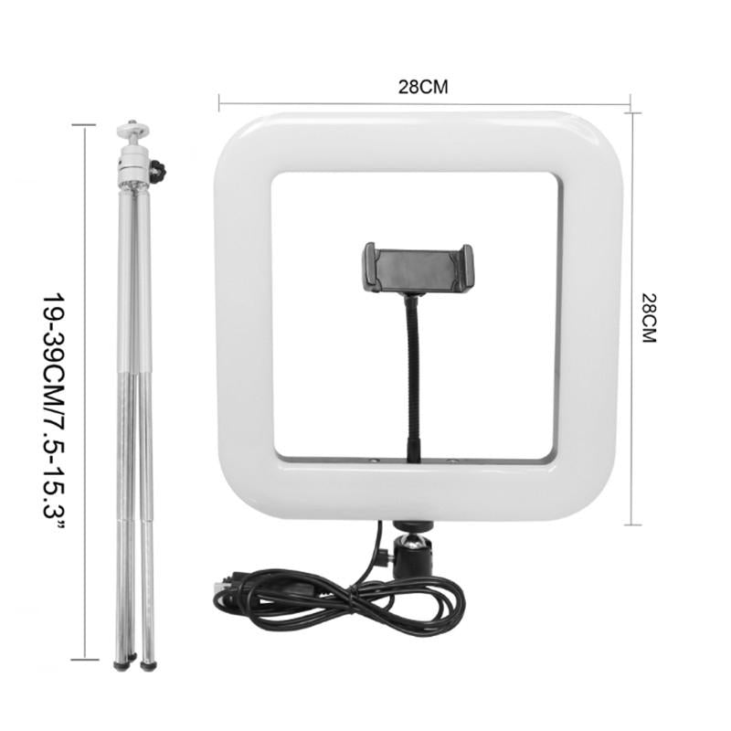 28Cm Dimmable Led Square Light With Tripod For Mobile Phone Live Streaming-1915197506845806596
