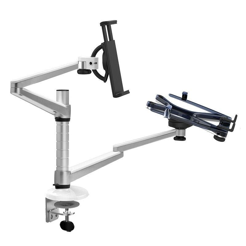 Adjustable Aluminum Double Arm Tablet Stand - Universal Rotation-1915197679273644036