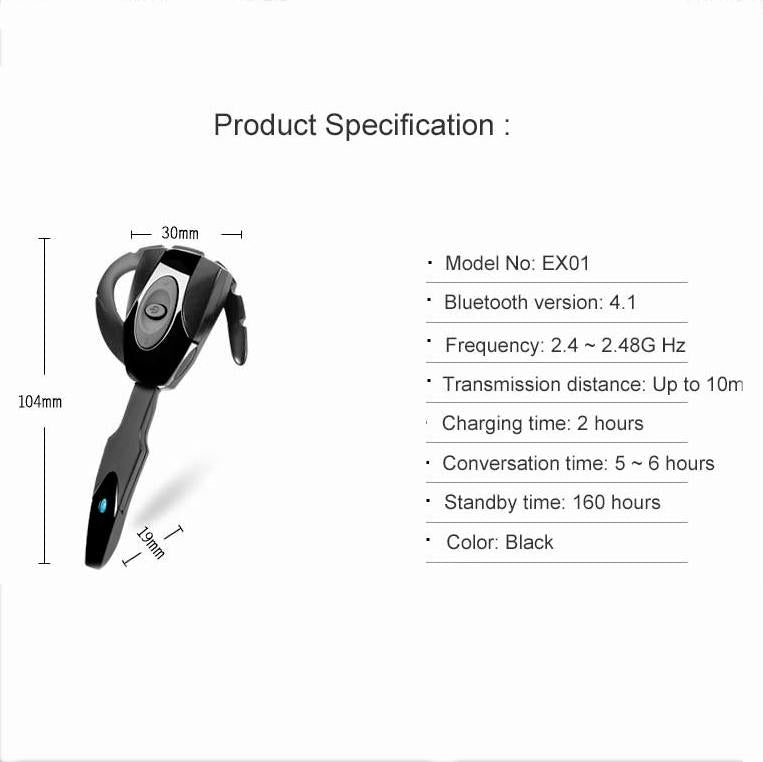 Business Bluetooth 5.0 Earphone With Hanging Ear Design - Black-1915196850407870473