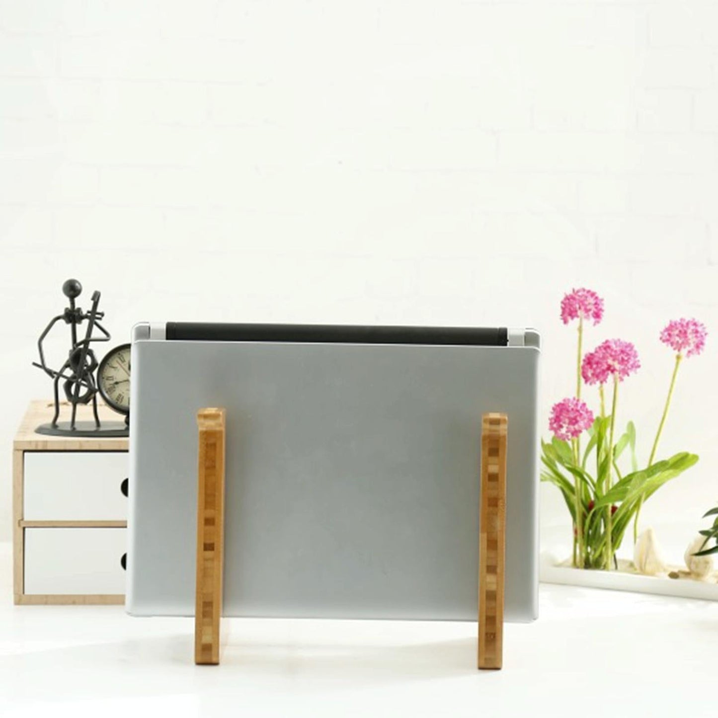 Bamboo Wood Desktop Storage Rack For Computers And Tablets-1915198316099014661