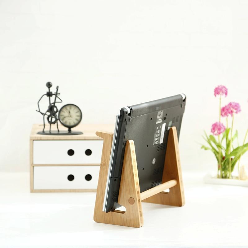Bamboo Wood Desktop Storage Rack For Computers And Tablets-1915197981548744708