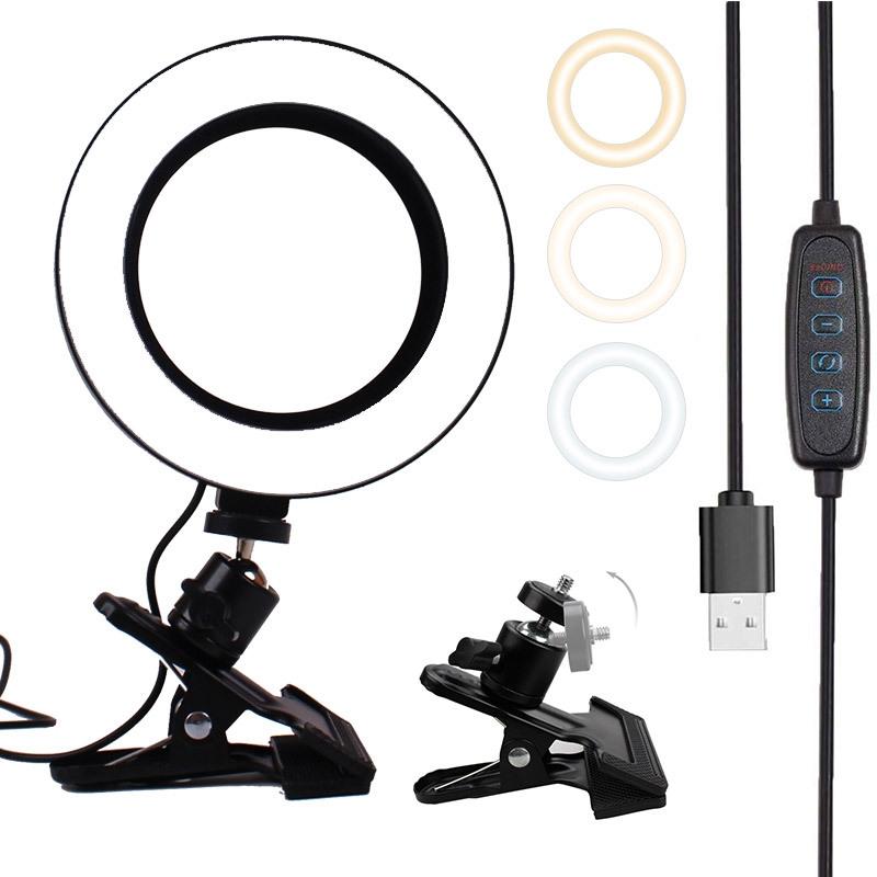 Adjustable 6 Led Ring Light With Strong Clip - 2M Desktop Computer Clip Light-1915198013538701312
