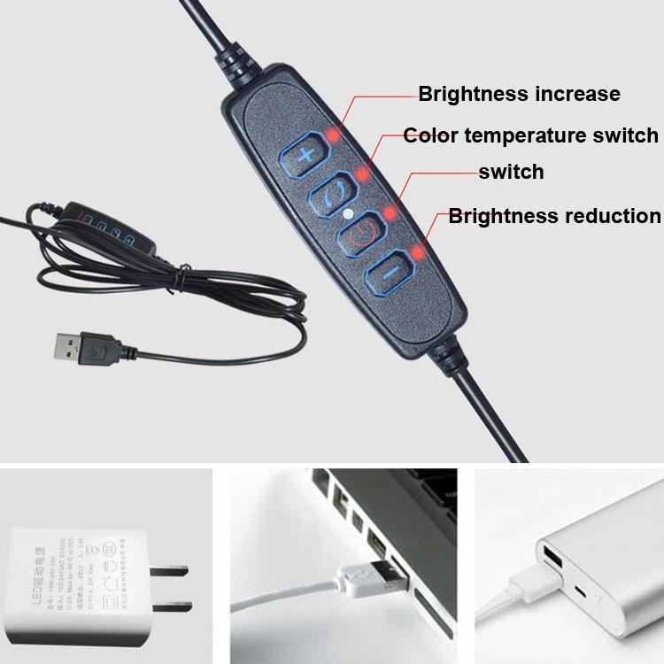 Adjustable 6 Led Ring Light With Strong Clip - 2M Desktop Computer Clip Light-1915198013538701315