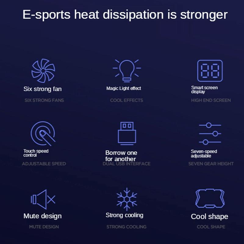 6-Fan Adjustable Rgb Laptop Cooling Base-1915198131620941828