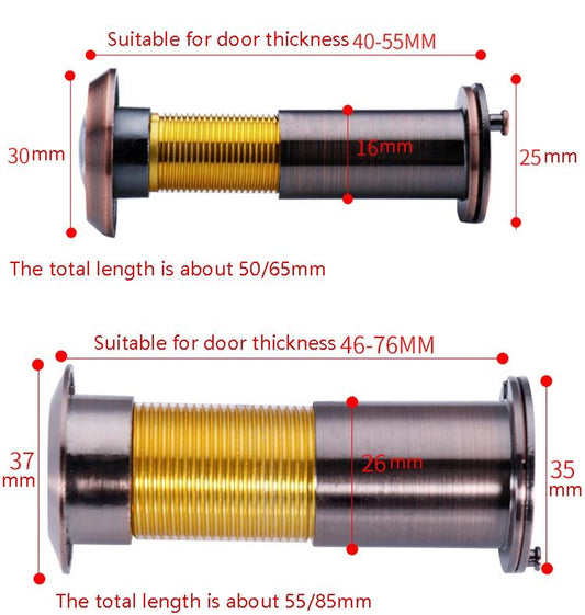 2-Pack Wide-Angle Security Door Viewer - 200 Degree Hd Glass Lens Anti-Tiny Red Bronze-1915197272430350338
