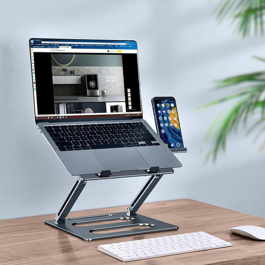 Adjustable Metal Notebook Stand - Gray Desktop Support-1915196691737350145