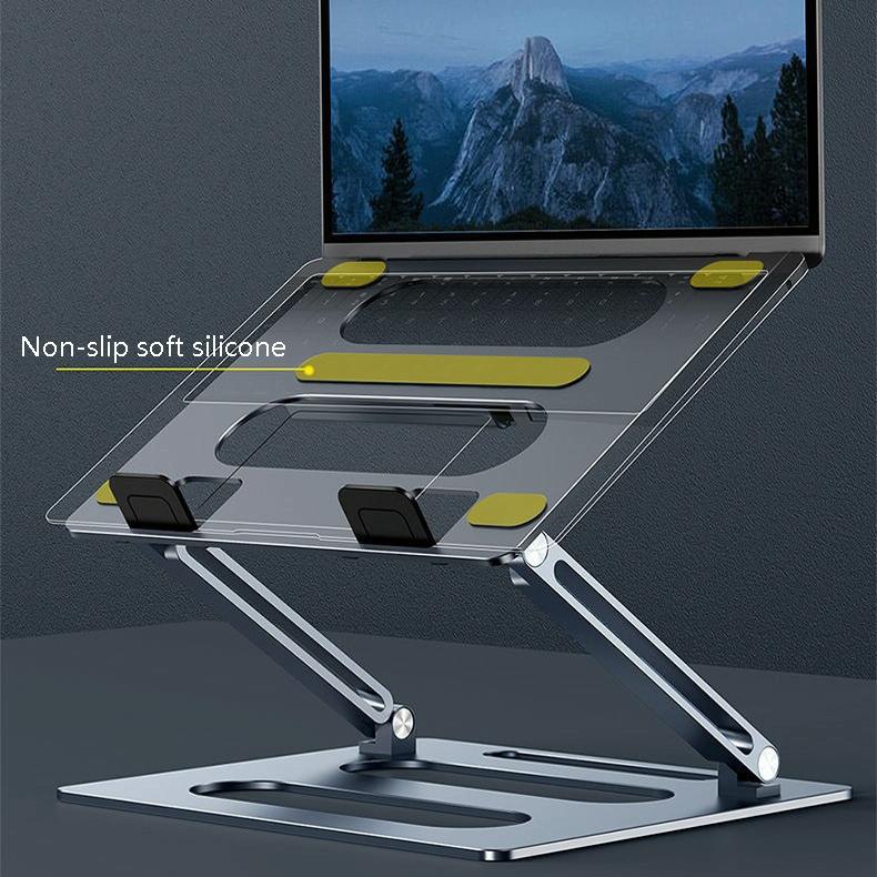 Adjustable Metal Notebook Stand - Gray Desktop Support-1915196691737350148