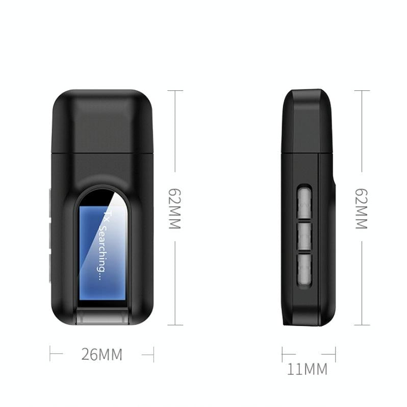 2-In-1 Usb Bluetooth 5.0 Audio Adapter With Lcd Screen-1915197733170450434