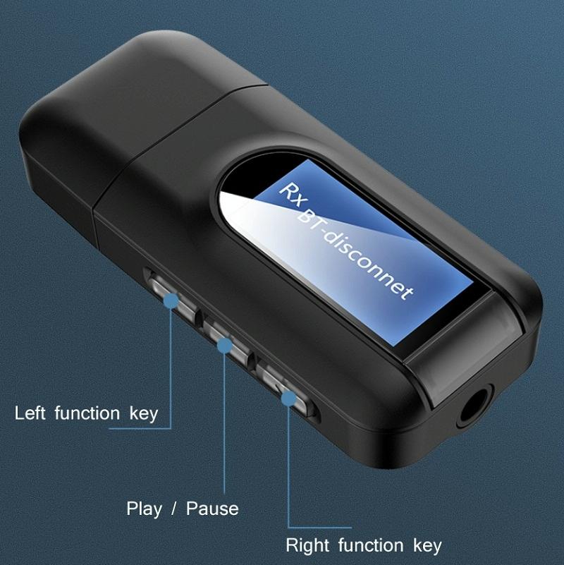 2-In-1 Usb Bluetooth 5.0 Audio Adapter With Lcd Screen-1915197733170450435