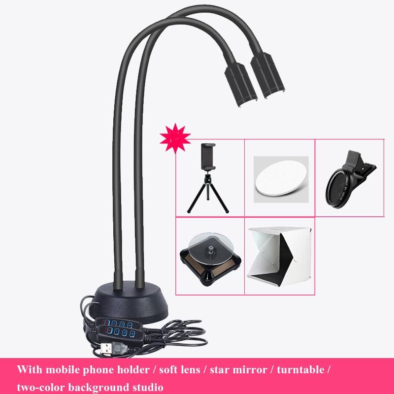 Adjustable Double-Head Led Jewelry Table Lamp For Live Photos-1915197803404070913