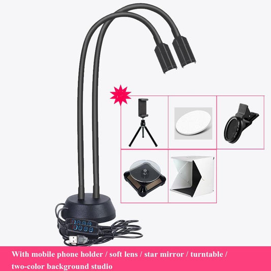 Adjustable Double-Head Led Jewelry Table Lamp For Live Photos-1915197803404070913