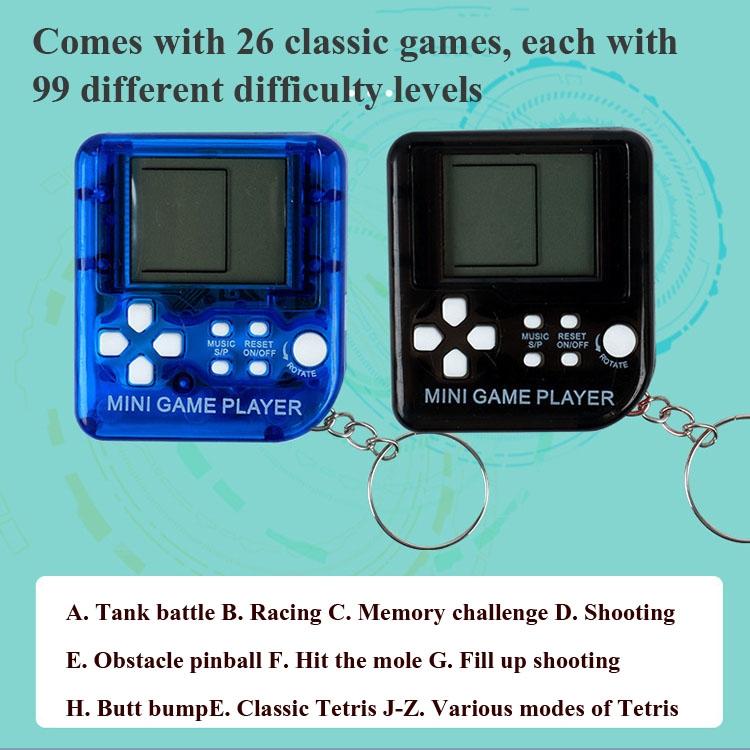 Mini Handheld Brick Game Console - 4 Pcs With Keychain Random Colour-1915196821588807683