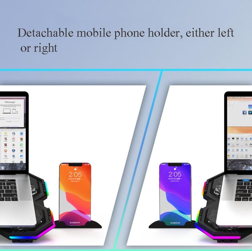 Usb Fan Stand With Phone Holder And Blue Light - 6 Fans-1915198337087311877