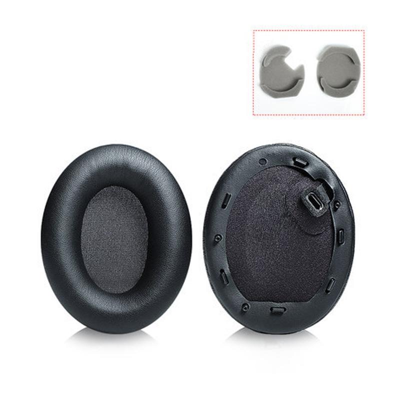 2 Leather Headset Earmuffs For Sony 1000Xm4 With Snap - Black-1922443459873083398