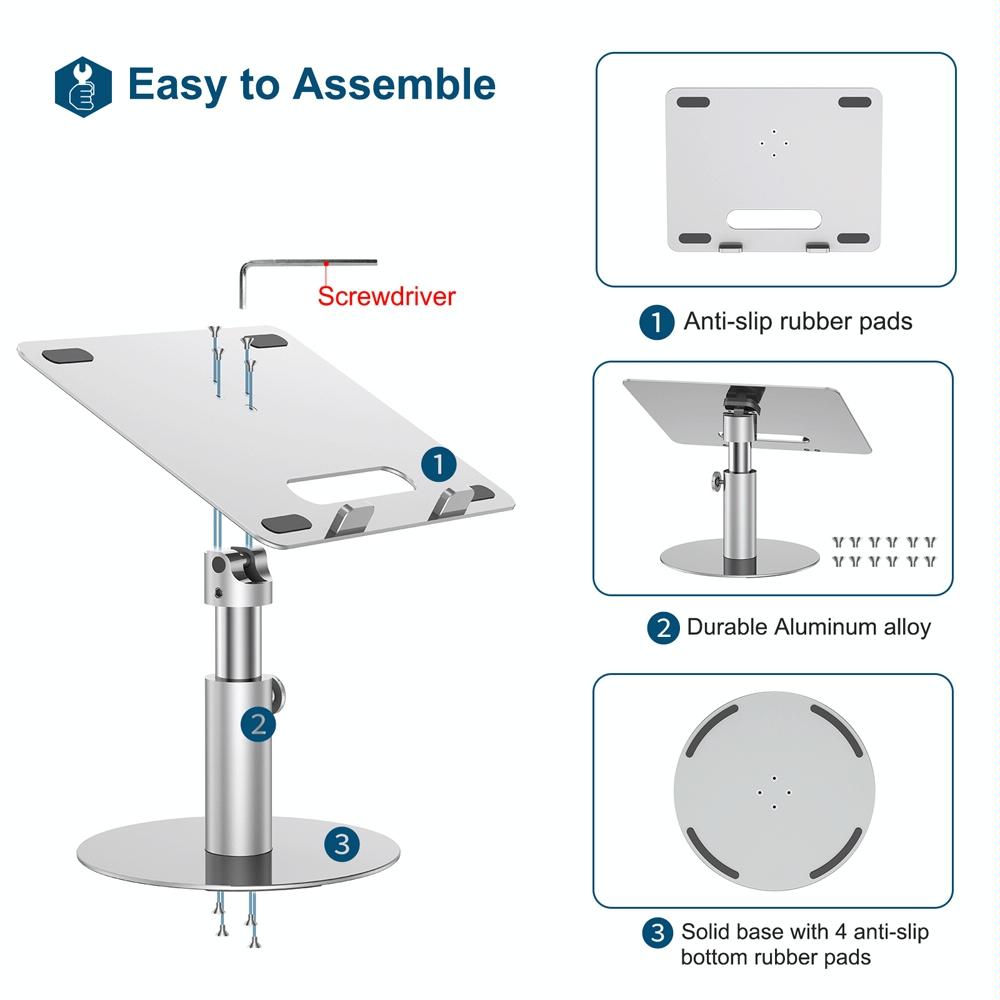 Silver 360 Degree Rotating Aluminum Laptop Stand-1915196902115250180