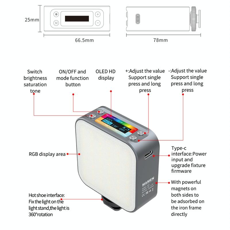 Double-Sided Rgb Led Fill Lights - 66 Leds 2500-9000K-1915197100581326849
