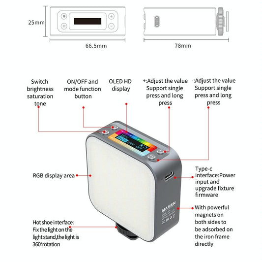 Double-Sided Rgb Led Fill Lights - 66 Leds 2500-9000K-1915197100581326849