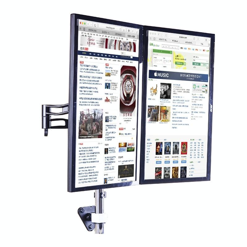 Wall-Mounted Dual Screen Computer Bracket For Splicing-1915197052275527685