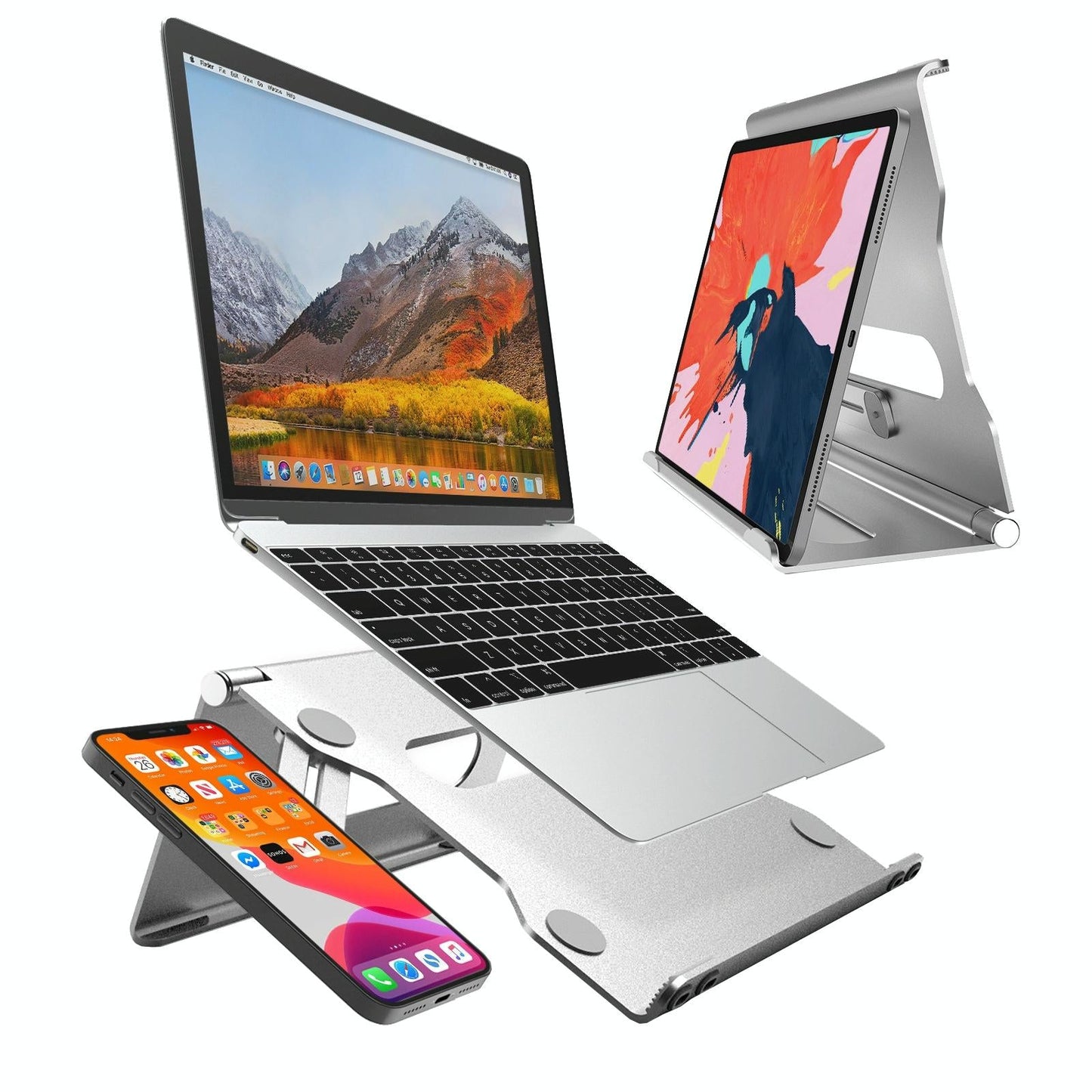 Foldable Laptop Stand - Aluminum Alloy Silver-1915196927427874816