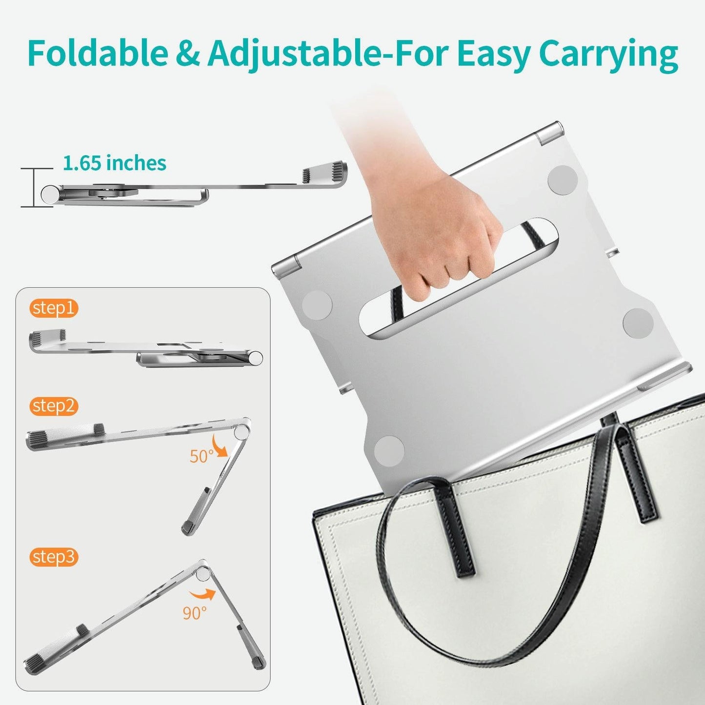 Foldable Laptop Stand - Aluminum Alloy Silver-1915196927427874820