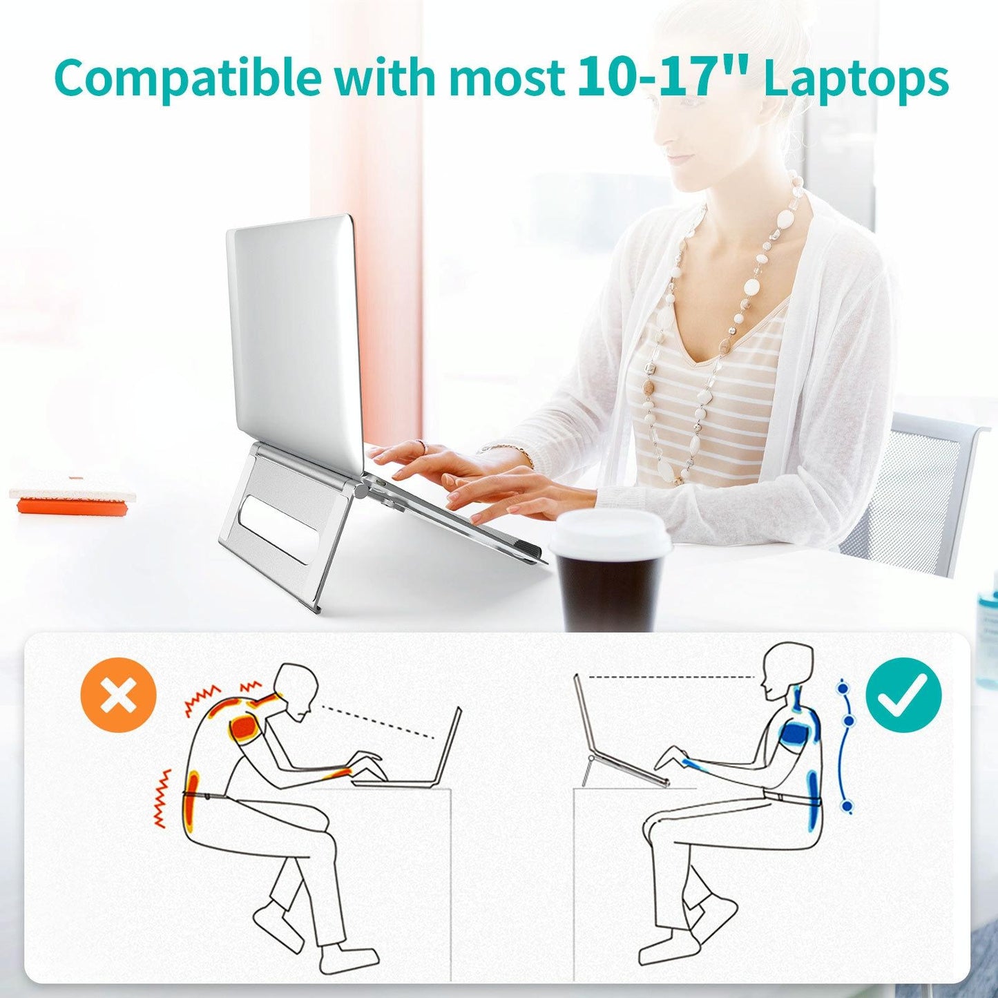 Foldable Laptop Stand - Aluminum Alloy Silver-1915196927427874821