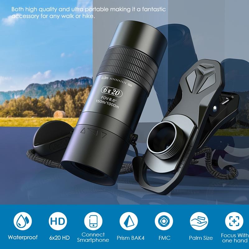 Closest Focus Monocular For Smartphones - 6X Optics Lens - 0.3M - Black-1915196922067554305