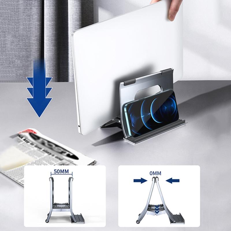 Grey H-Type Alloy Laptop Storage Rack - Automatic Gravity-1915196886558576644