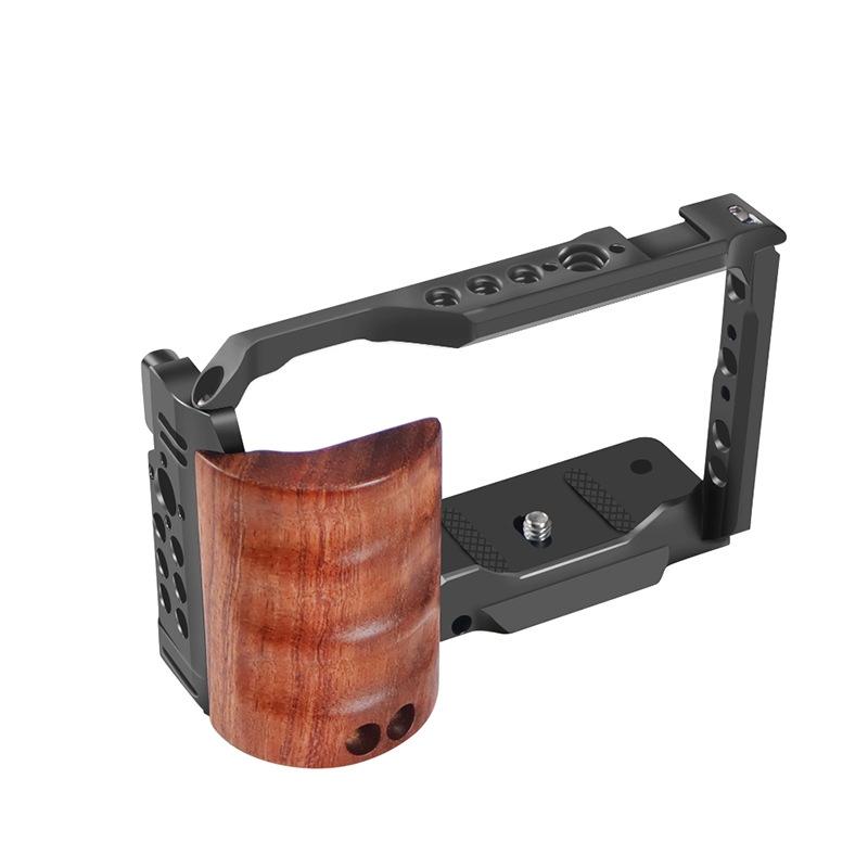 Wooden Handle Alloy Rabbit Cage For Sony Zv-E10 Camera - Black-1915196966673977351