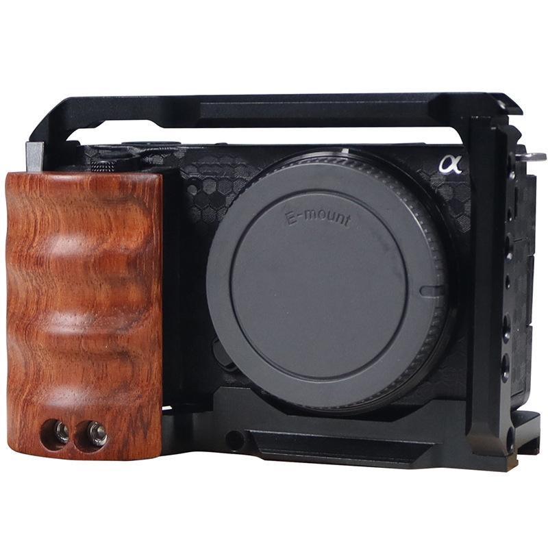 Wooden Handle Alloy Rabbit Cage For Sony Zv-E10 Camera - Black-1915196966673977349