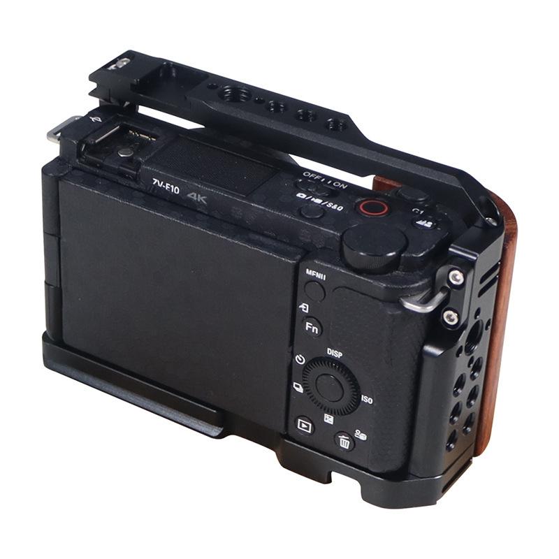 Wooden Handle Alloy Rabbit Cage For Sony Zv-E10 Camera - Black-1915196966673977350